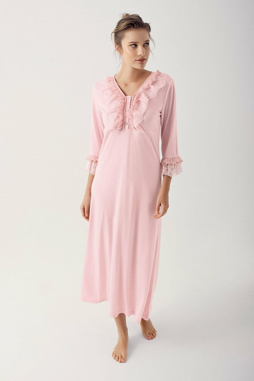 Lace Maternity & Nursing Nightgown with Robe
