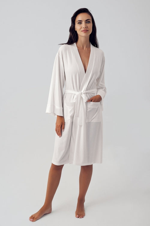 Bias Detail Maternity Robe – Ecru