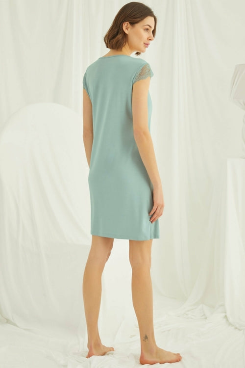 Lace V-Neck Maternity & Nursing Nightdress – Sage Green
