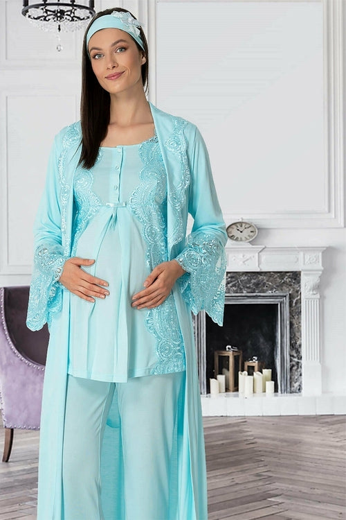 Lace 3-Piece Maternity & Nursing Pyjama Set